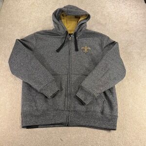 NFL Pro Line New Orleans Saints‎ Hoodie Mens Medium Gray Sherpa Lined Full Zip